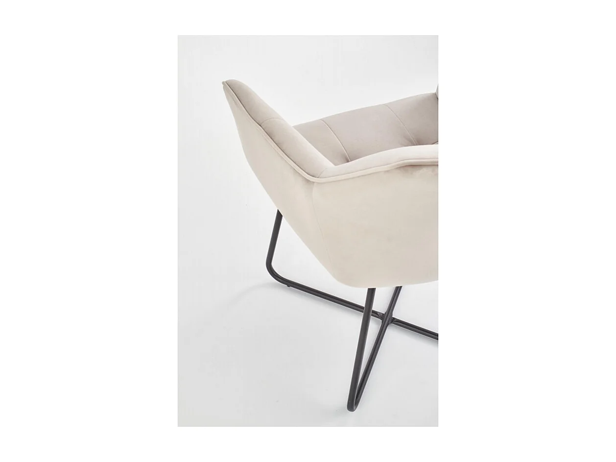 Sedia contemporanea in velluto beige con base design PLATINUM in acciaio nero