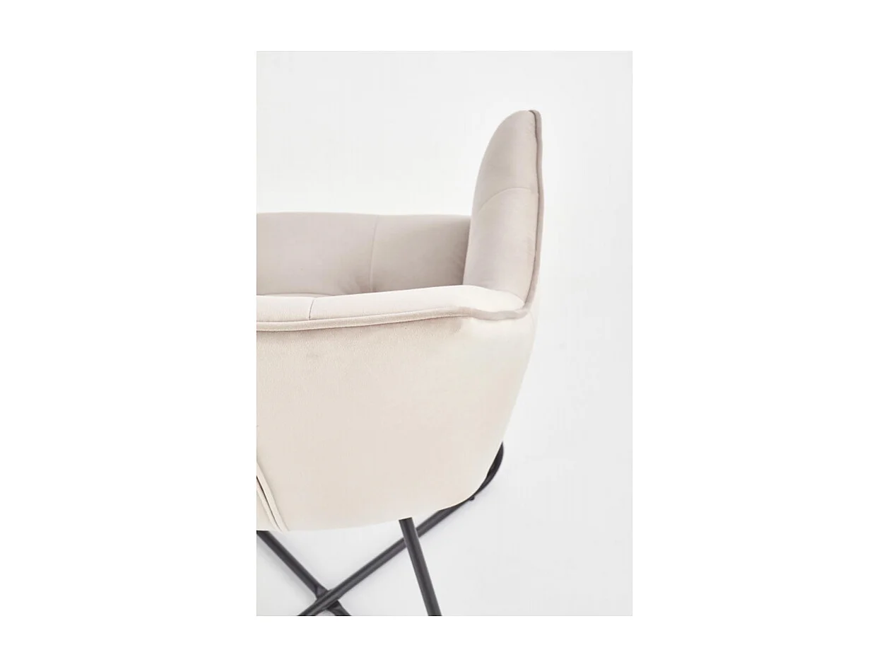 Sedia contemporanea in velluto beige con base design PLATINUM in acciaio nero