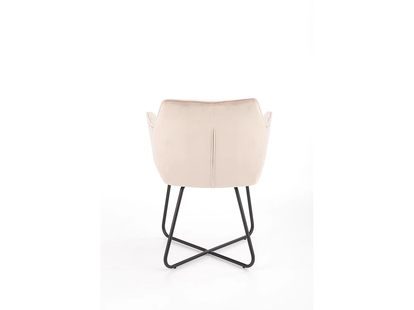 Chaise contemporaine en velours beige avec piètement design en acier noir PLATINUM