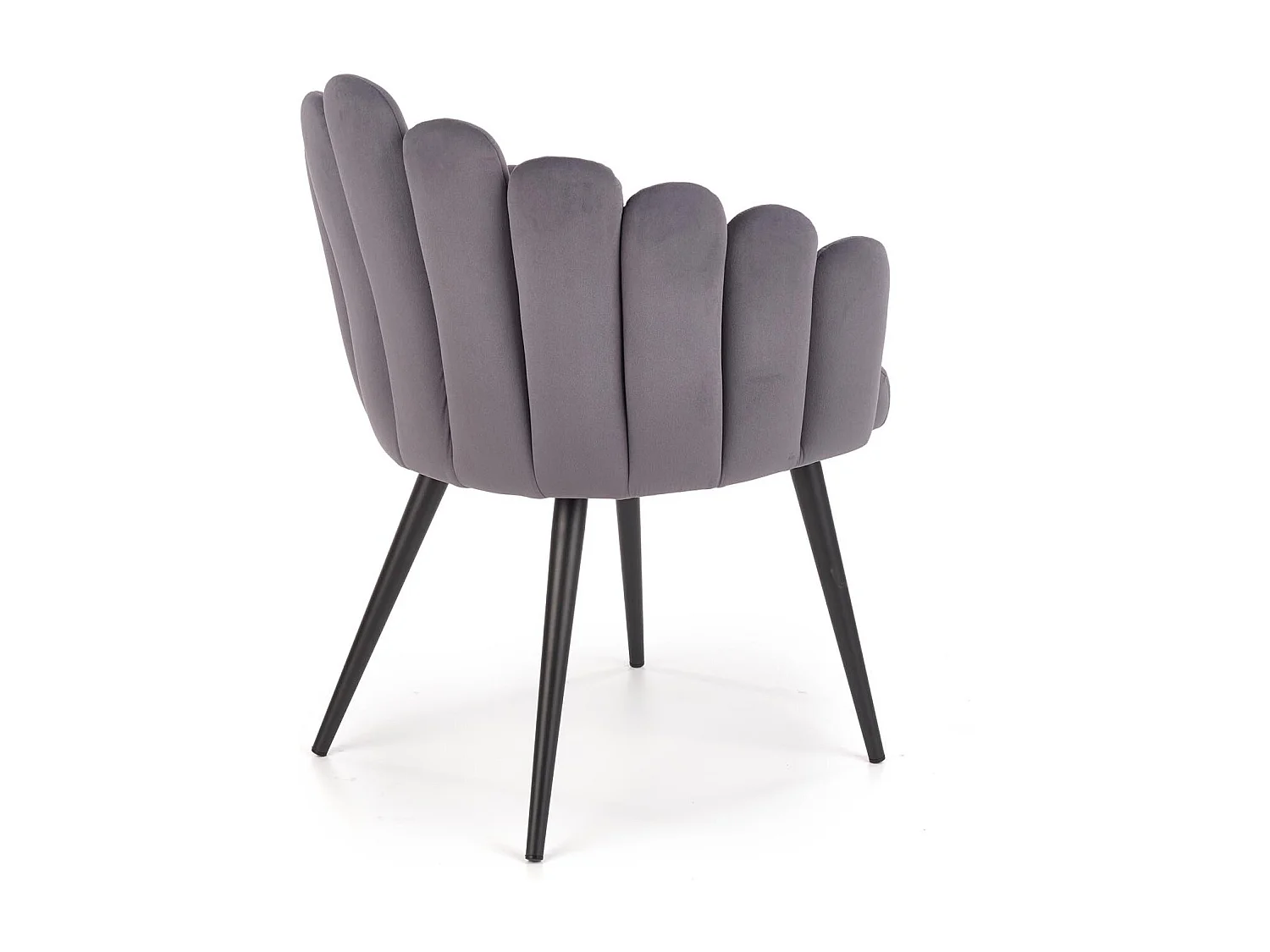 Chaise de salle à manger design en velours gris avec pieds en acier noir Amboise