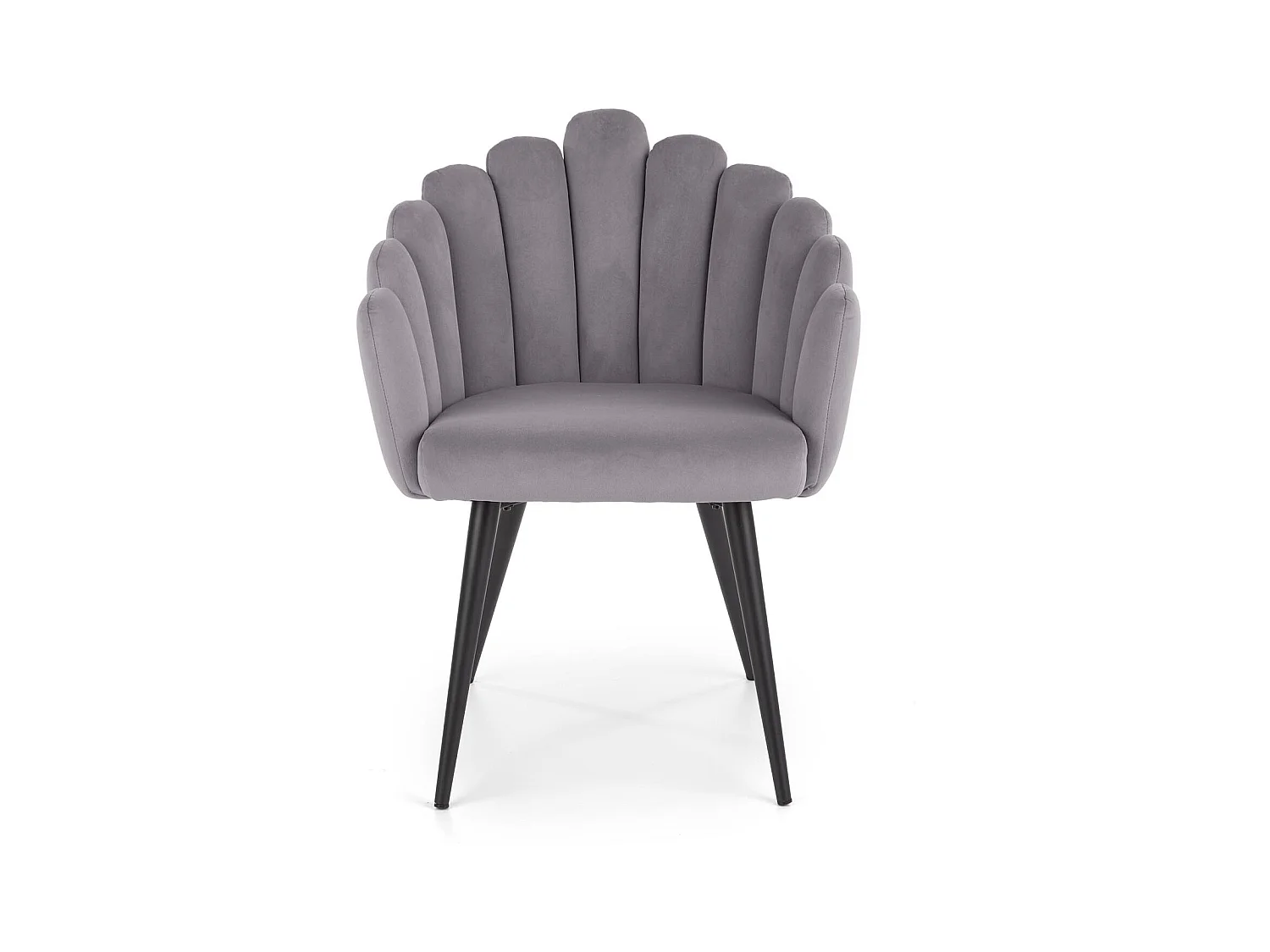 Silla de comedor de diseño en terciopelo gris con patas de acero negro Amboise