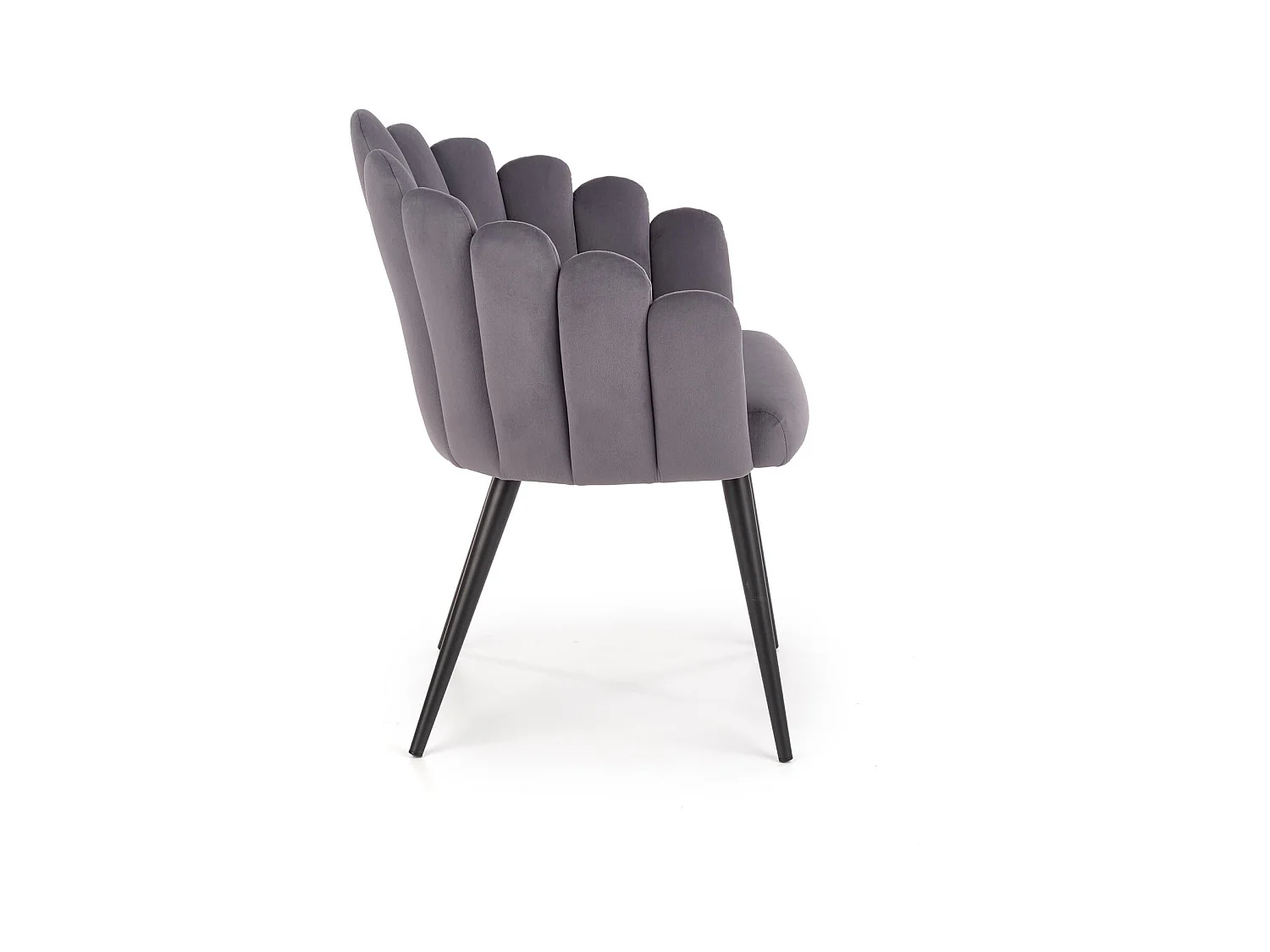 Silla de comedor de diseño en terciopelo gris con patas de acero negro Amboise