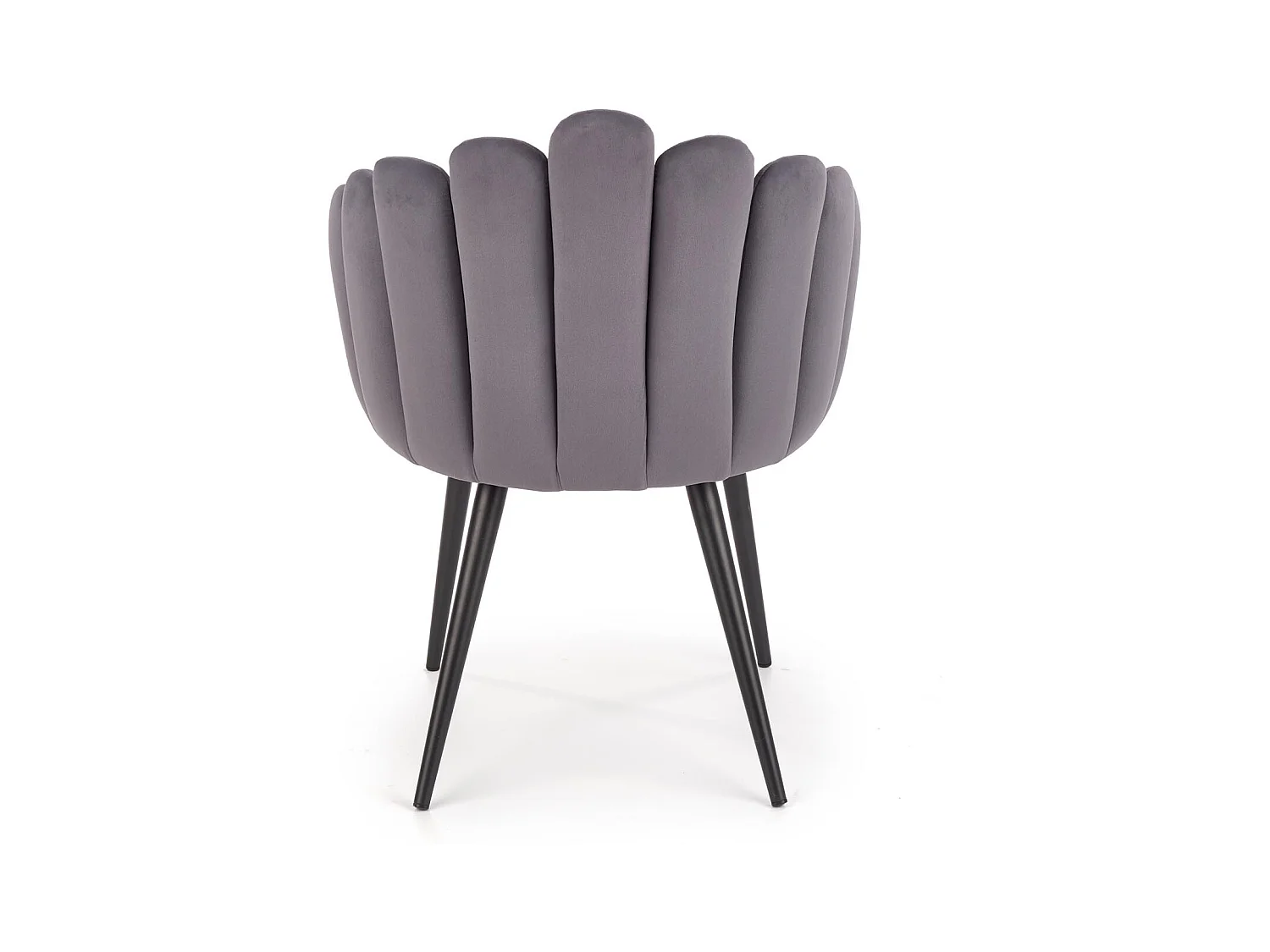 Silla de comedor de diseño en terciopelo gris con patas de acero negro Amboise