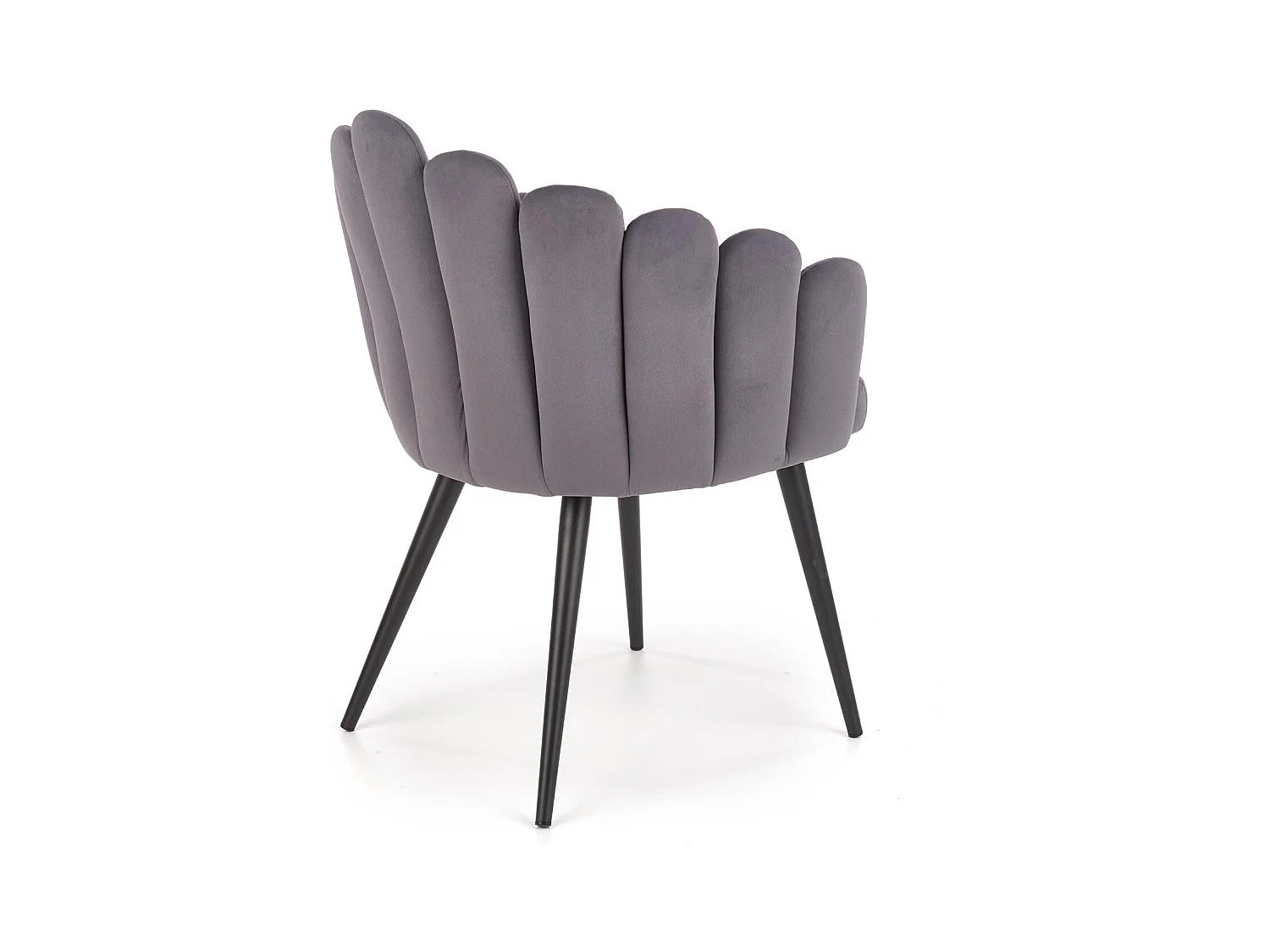 Silla de comedor de diseño en terciopelo gris con patas de acero negro Amboise