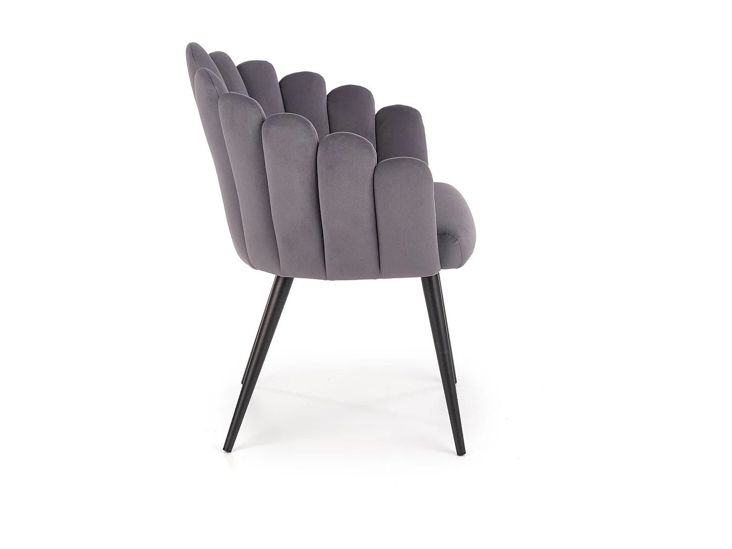 Sedia da pranzo di design in velluto grigio con gambe in acciaio Amboise nero