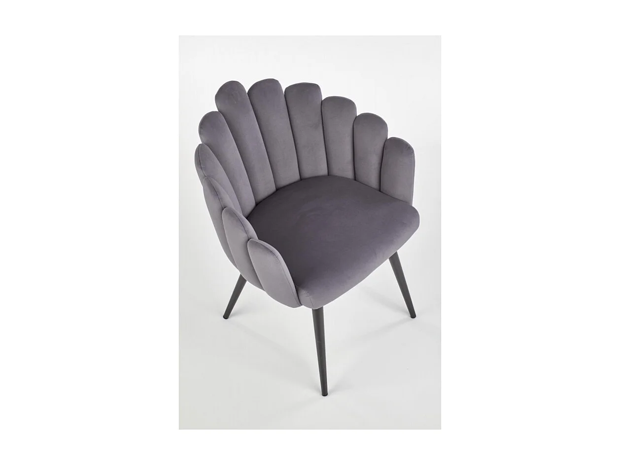 Sedia da pranzo di design in velluto grigio con gambe in acciaio Amboise nero