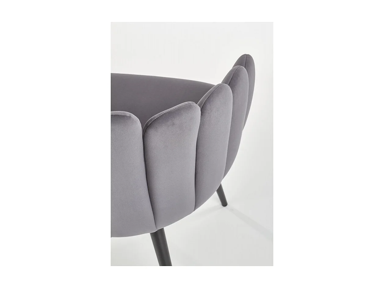 Sedia da pranzo di design in velluto grigio con gambe in acciaio Amboise nero