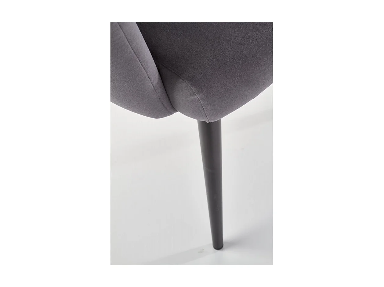 Sedia da pranzo di design in velluto grigio con gambe in acciaio Amboise nero