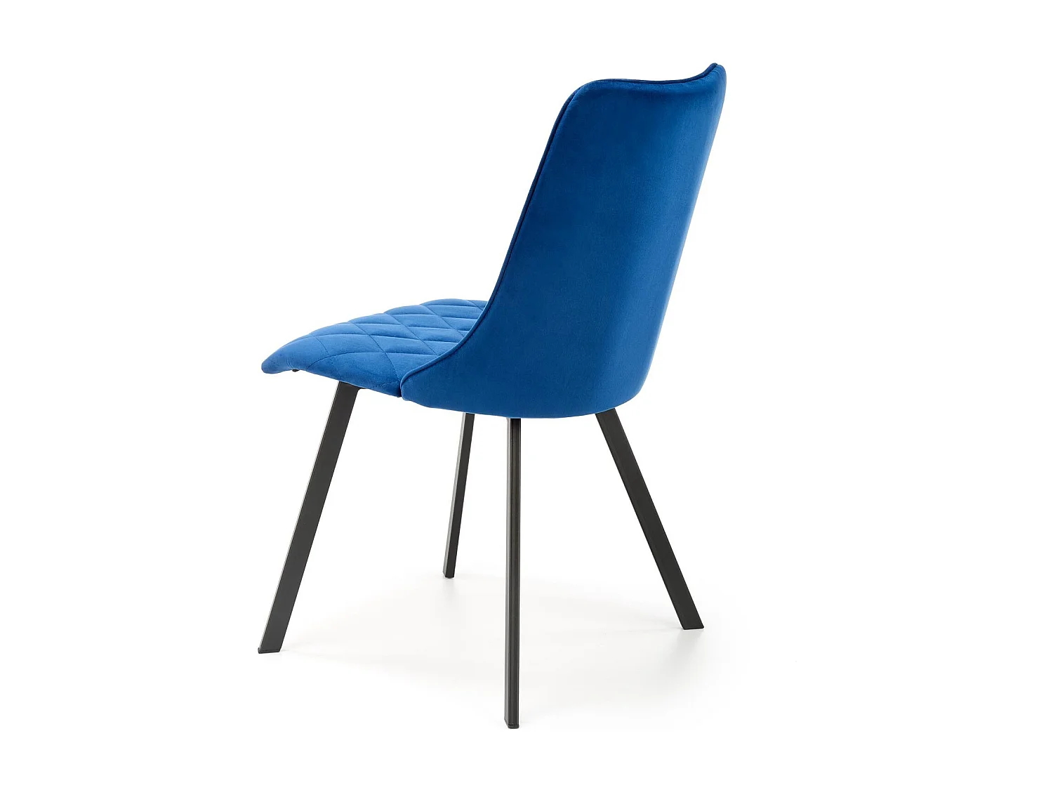 Chaise de salle à manger capitonnée en velours bleu et pieds en métal noir ODUNA