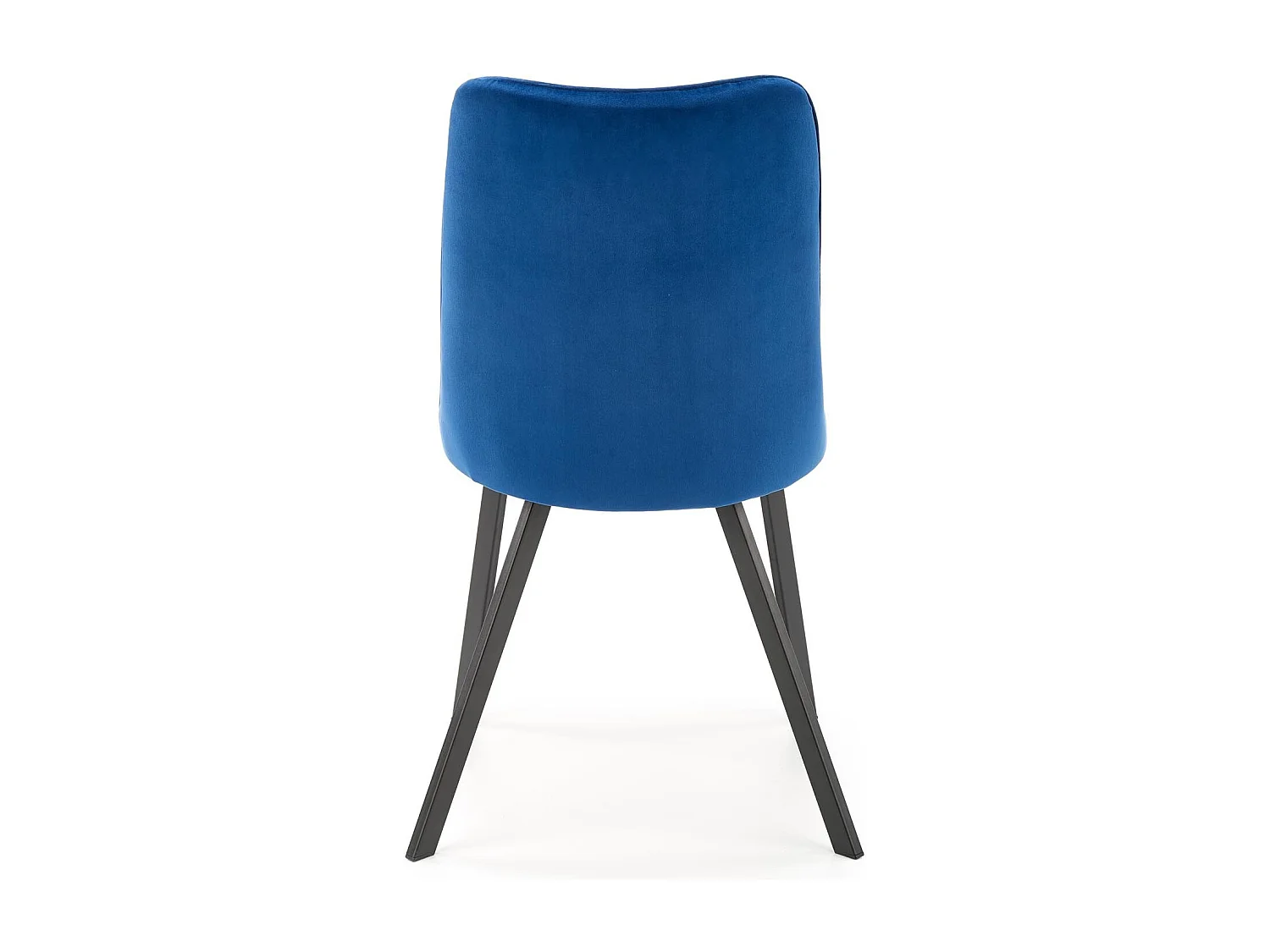 Chaise de salle à manger capitonnée en velours bleu et pieds en métal noir ODUNA