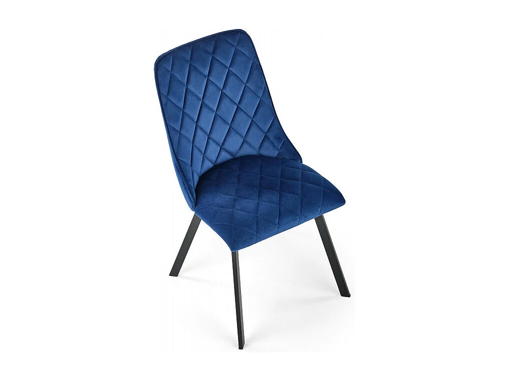 Chaise de salle à manger capitonnée en velours bleu et pieds en métal noir ODUNA