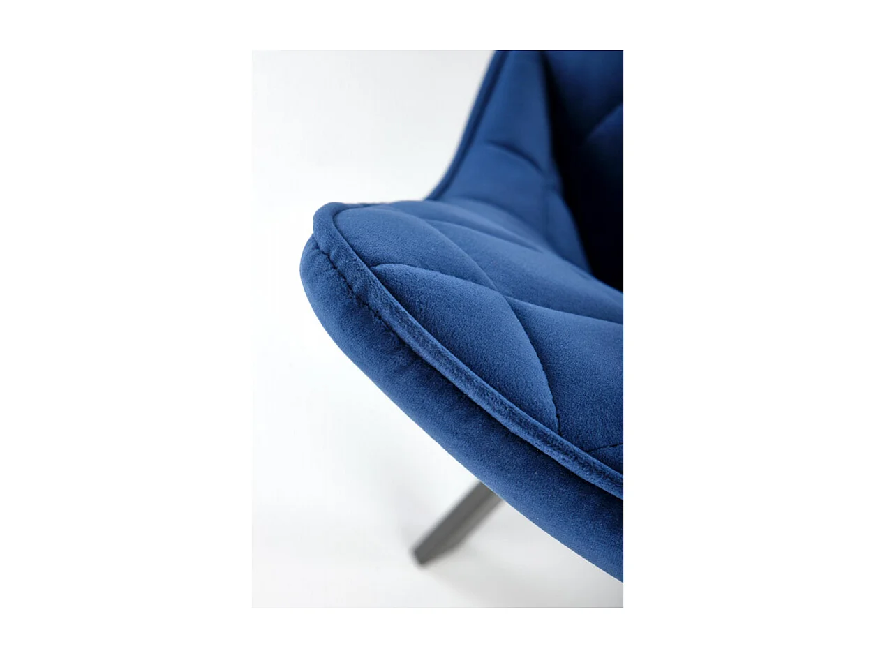 Chaise de salle à manger capitonnée en velours bleu et pieds en métal noir ODUNA