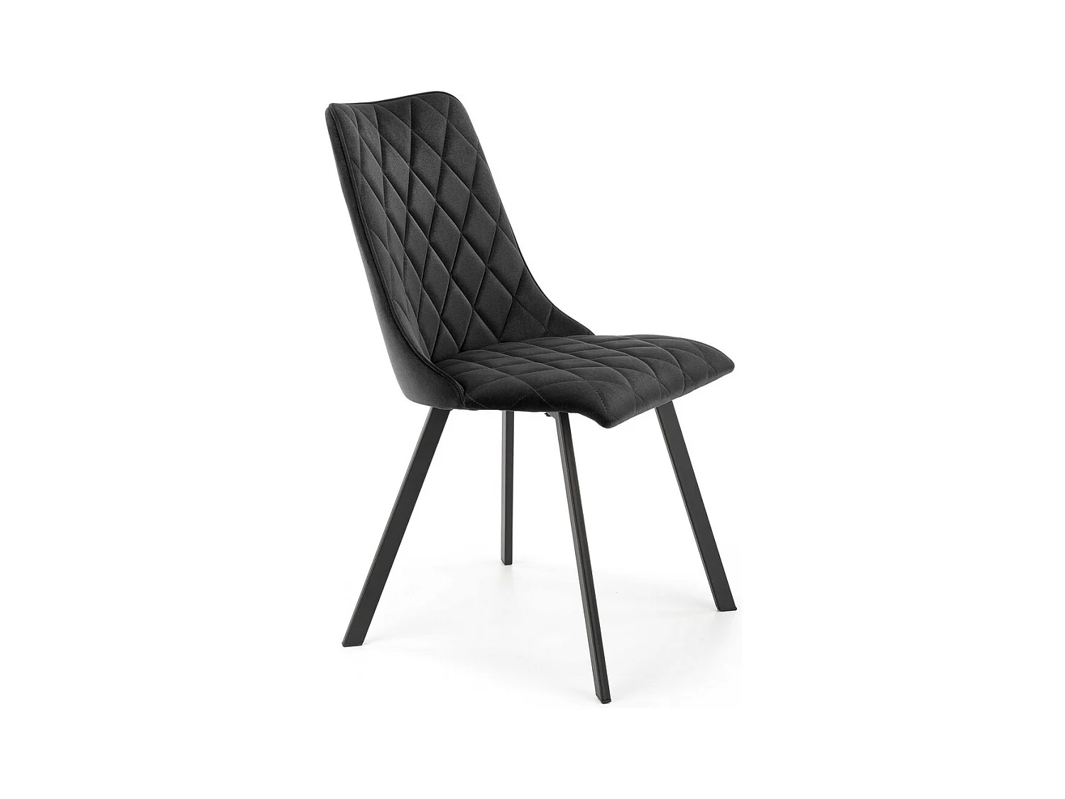 Chaise de salle à manger capitonnée en velours noir Oduna