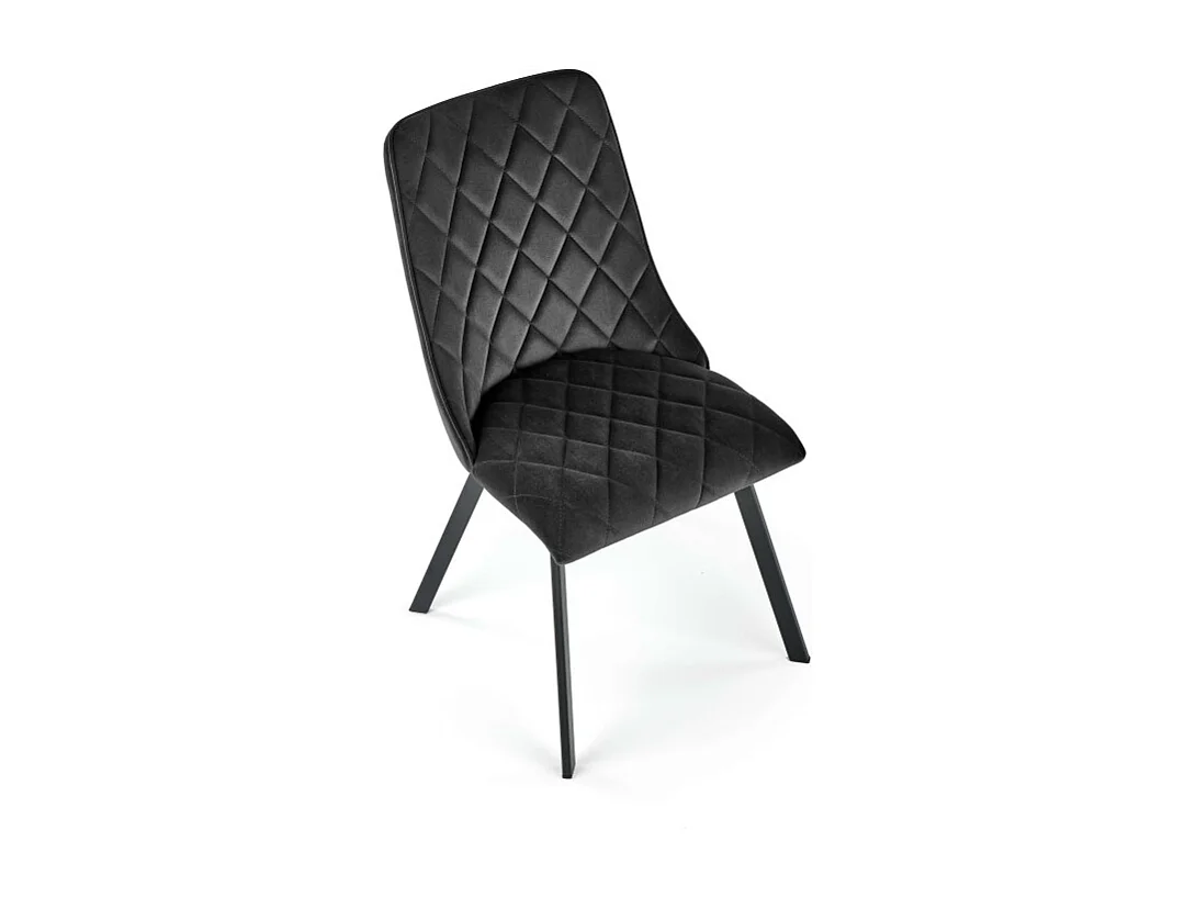 Silla de comedor tapizada en terciopelo negro Oduna