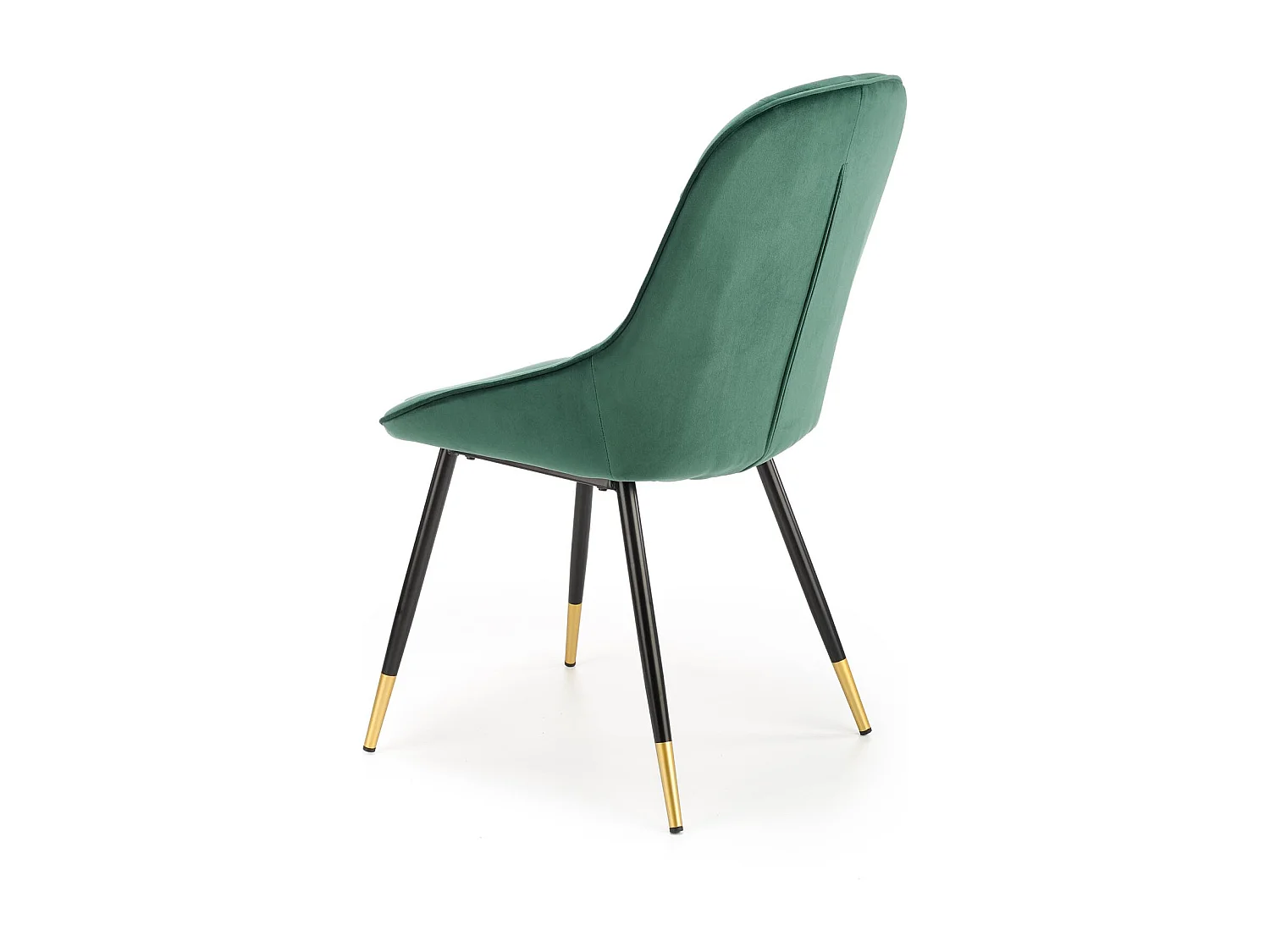 Sedia da pranzo in velluto verde con gambe in metallo nero e oro DAMONA