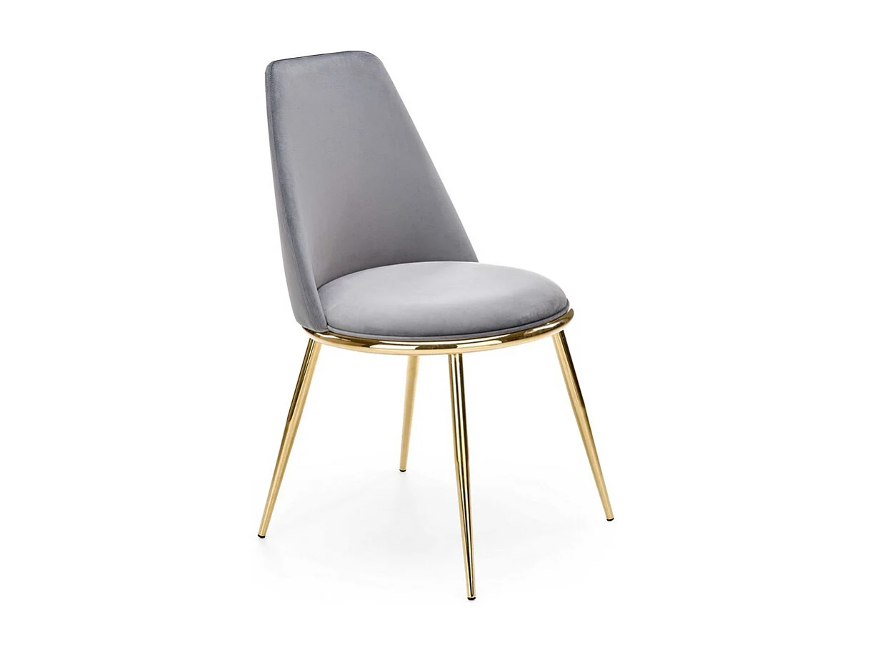 Sedia contemporanea in velluto grigio chiaro con gambe in metallo dorato RAM
