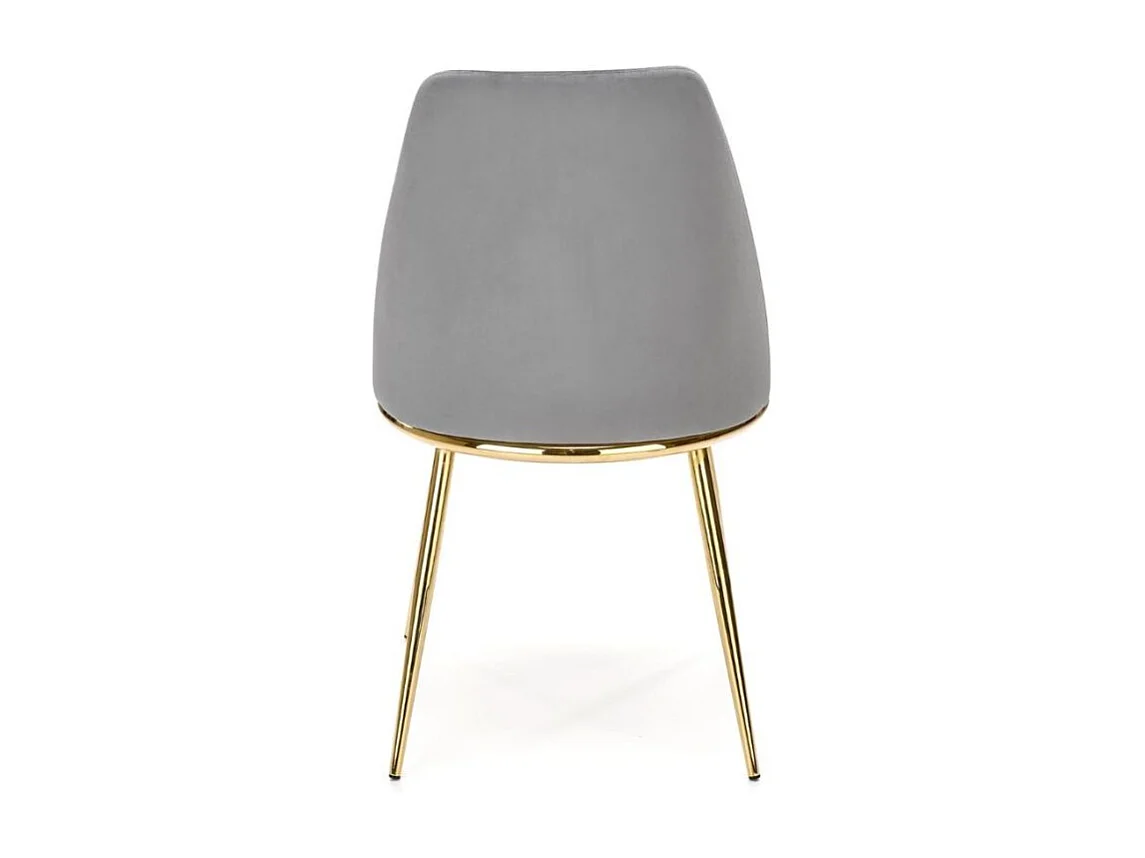 Sedia contemporanea in velluto grigio chiaro con gambe in metallo dorato RAM