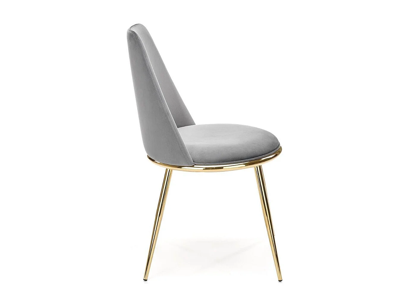 Chaise contemporaine en velours gris clair avec pieds en métal doré RAM