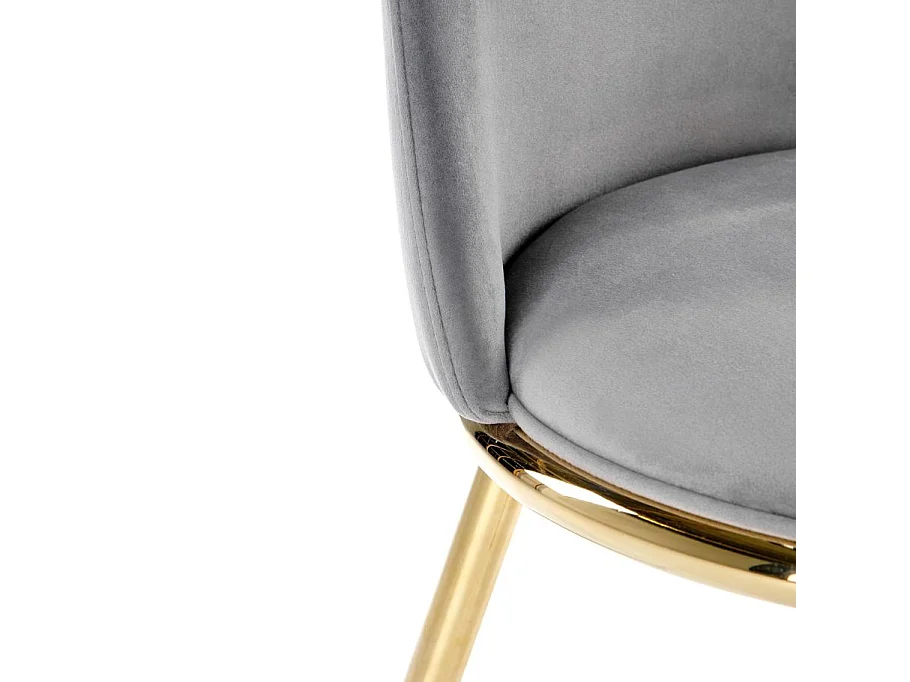 Chaise contemporaine en velours gris clair avec pieds en métal doré RAM