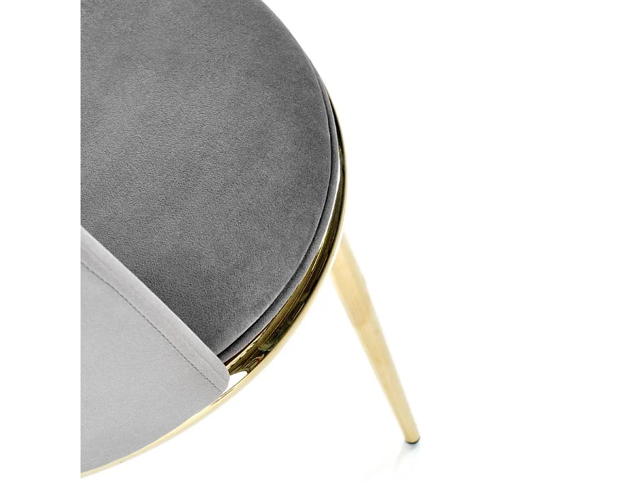Chaise contemporaine en velours gris clair avec pieds en métal doré RAM