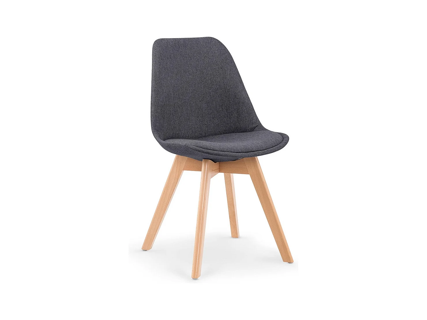 Chaise scandinave gris foncé en tissu et pieds bois massif Bertil