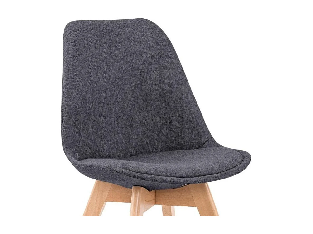 Sedia scandinava grigio scuro in tessuto e gambe in legno massiccio Bertil