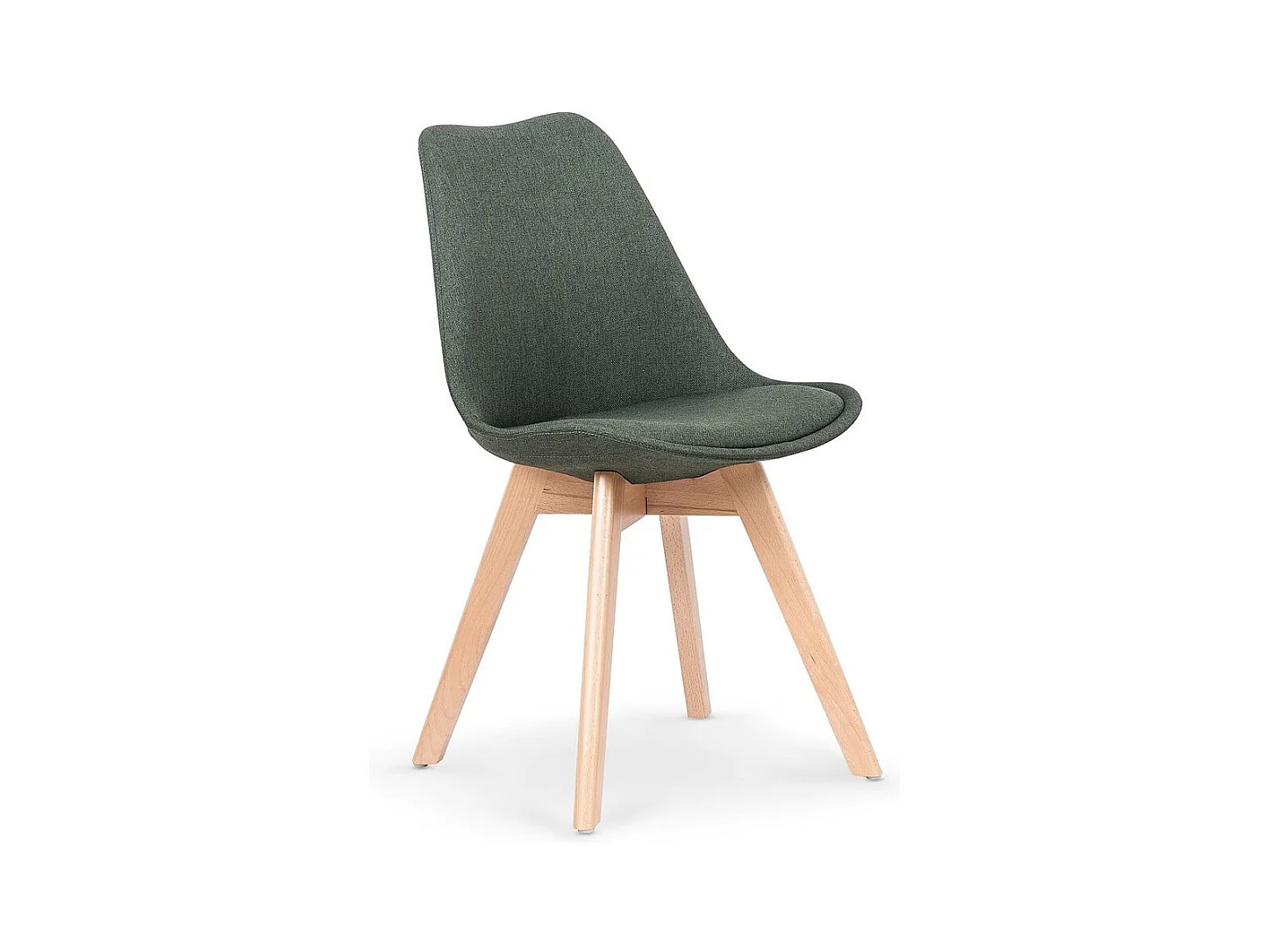 Chaise scandinave tissu vert foncé et pieds bois massif Bertil