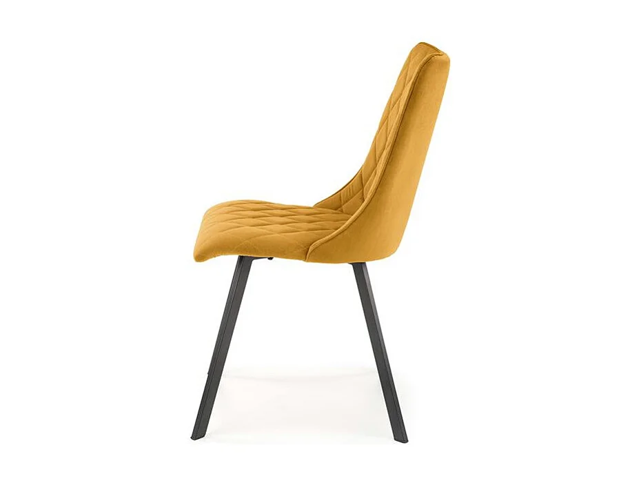 Chaise de salle à manger capitonnée en velours jaune moutarde ODUNA