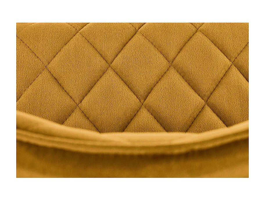 Chaise de salle à manger capitonnée en velours jaune moutarde ODUNA