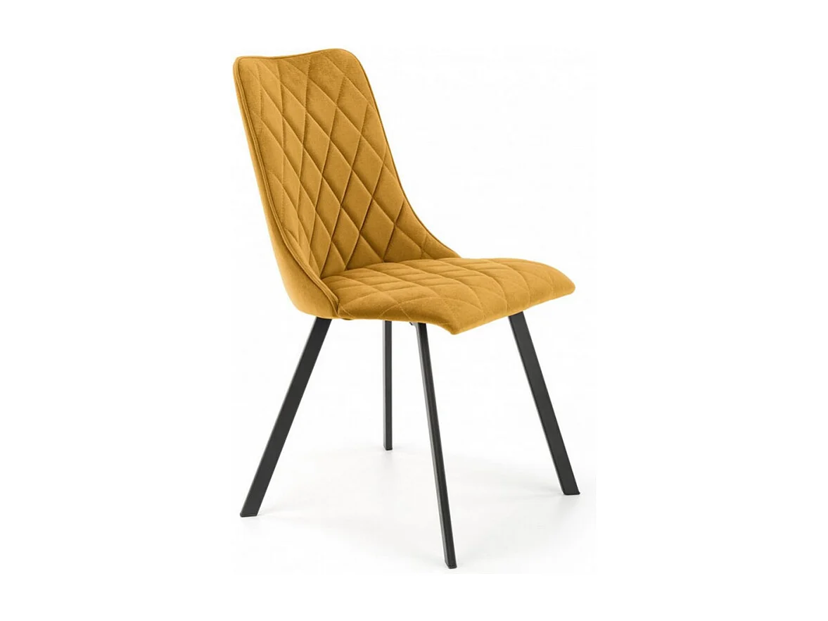 Chaise de salle à manger capitonnée en velours jaune moutarde ODUNA