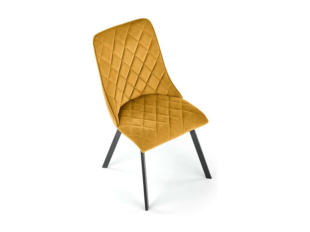 Chaise de salle à manger capitonnée en velours jaune moutarde ODUNA