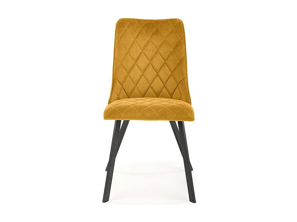 Chaise de salle à manger capitonnée en velours jaune moutarde ODUNA