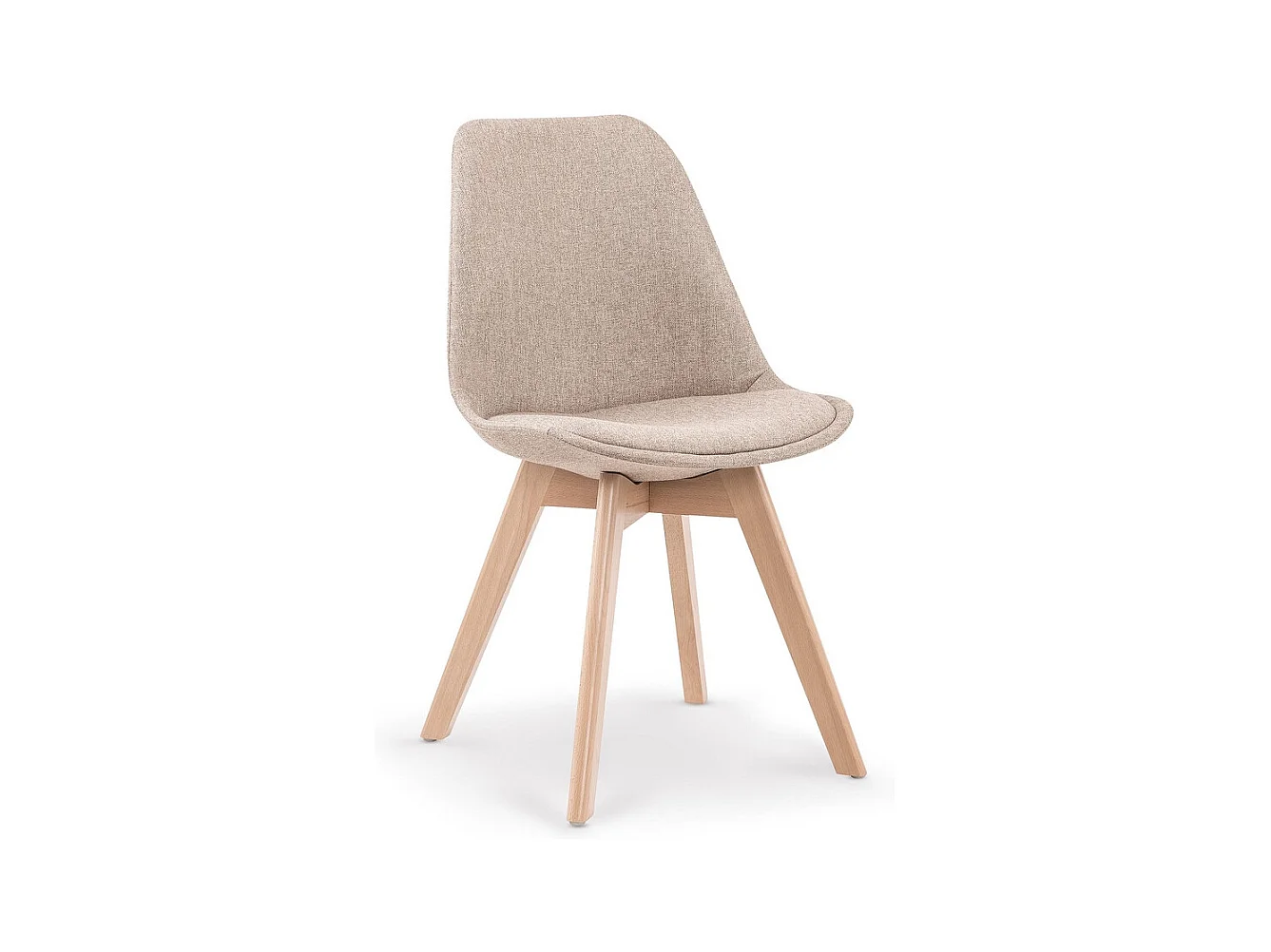 Chaise confort bois massif et tissu beige Bertil