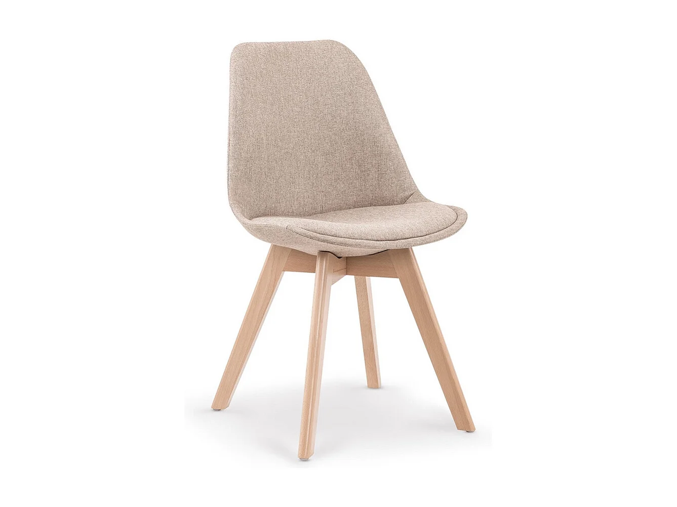 Sedia comfort Bertil in legno massiccio e tessuto beige