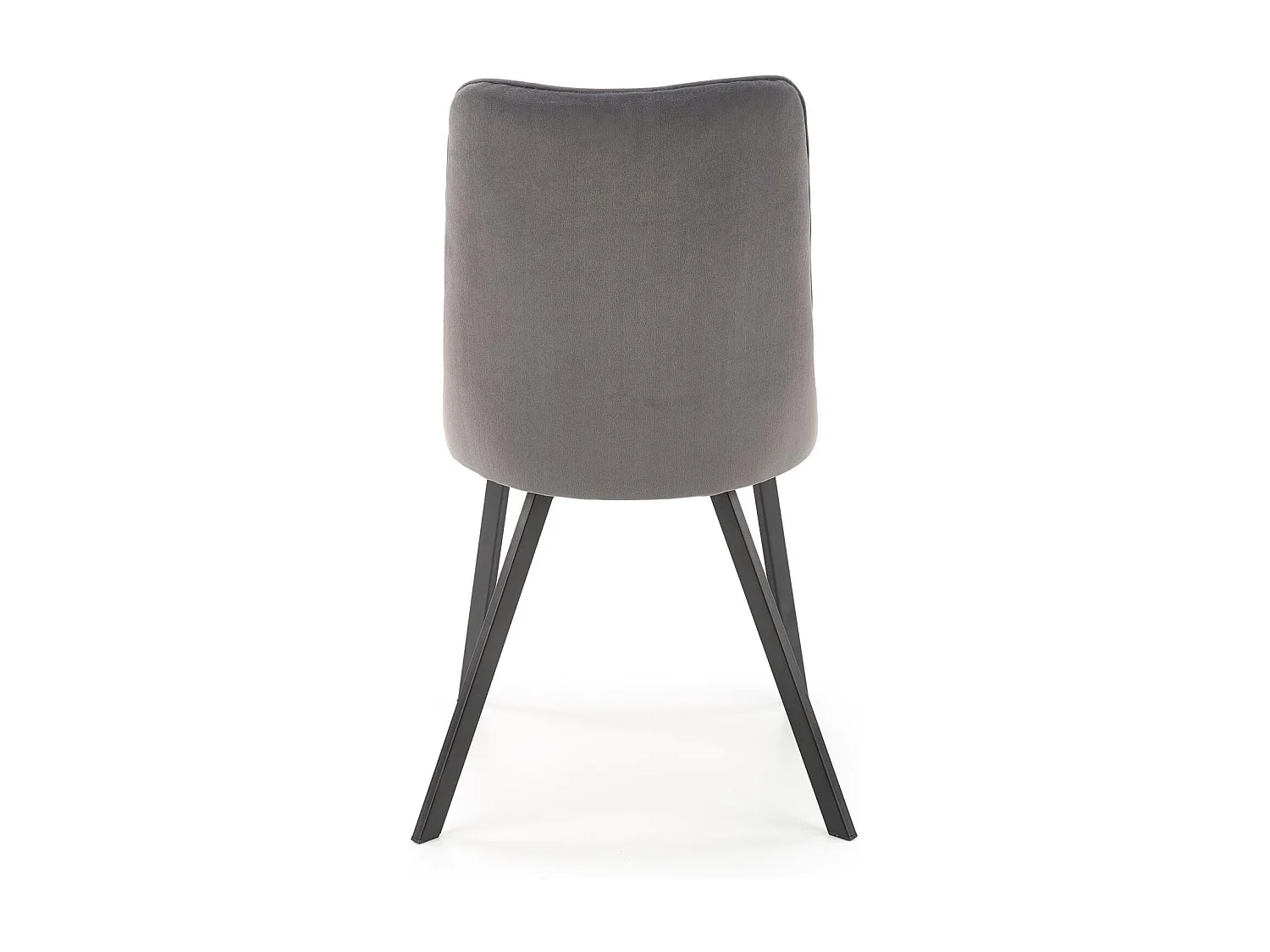 Silla de comedor tapizada en terciopelo gris con patas de metal negro ODUNA