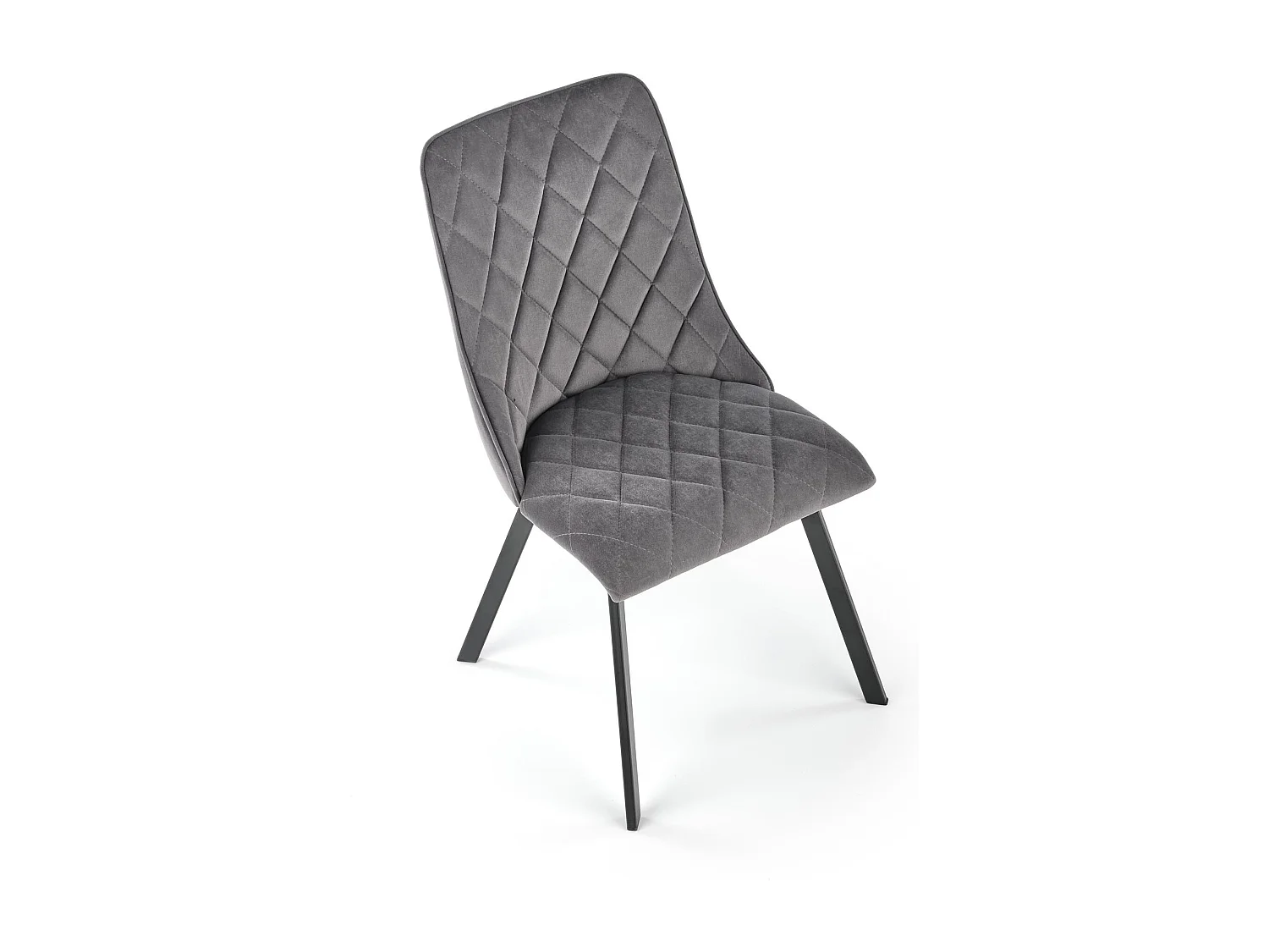 Chaise de salle à manger capitonnée en velours gris et pieds en métal noir ODUNA