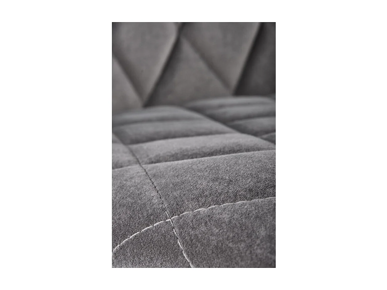 Chaise de salle à manger capitonnée en velours gris et pieds en métal noir ODUNA