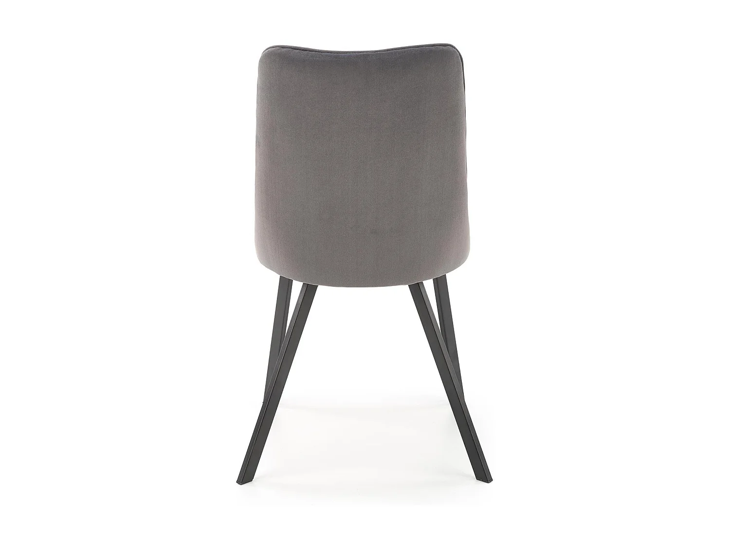 Sedia da pranzo imbottita in velluto grigio con gambe in metallo nero ODUNA