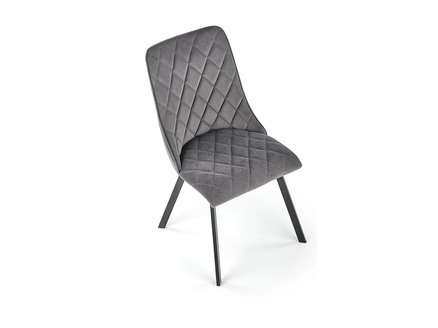Sedia da pranzo imbottita in velluto grigio con gambe in metallo nero ODUNA