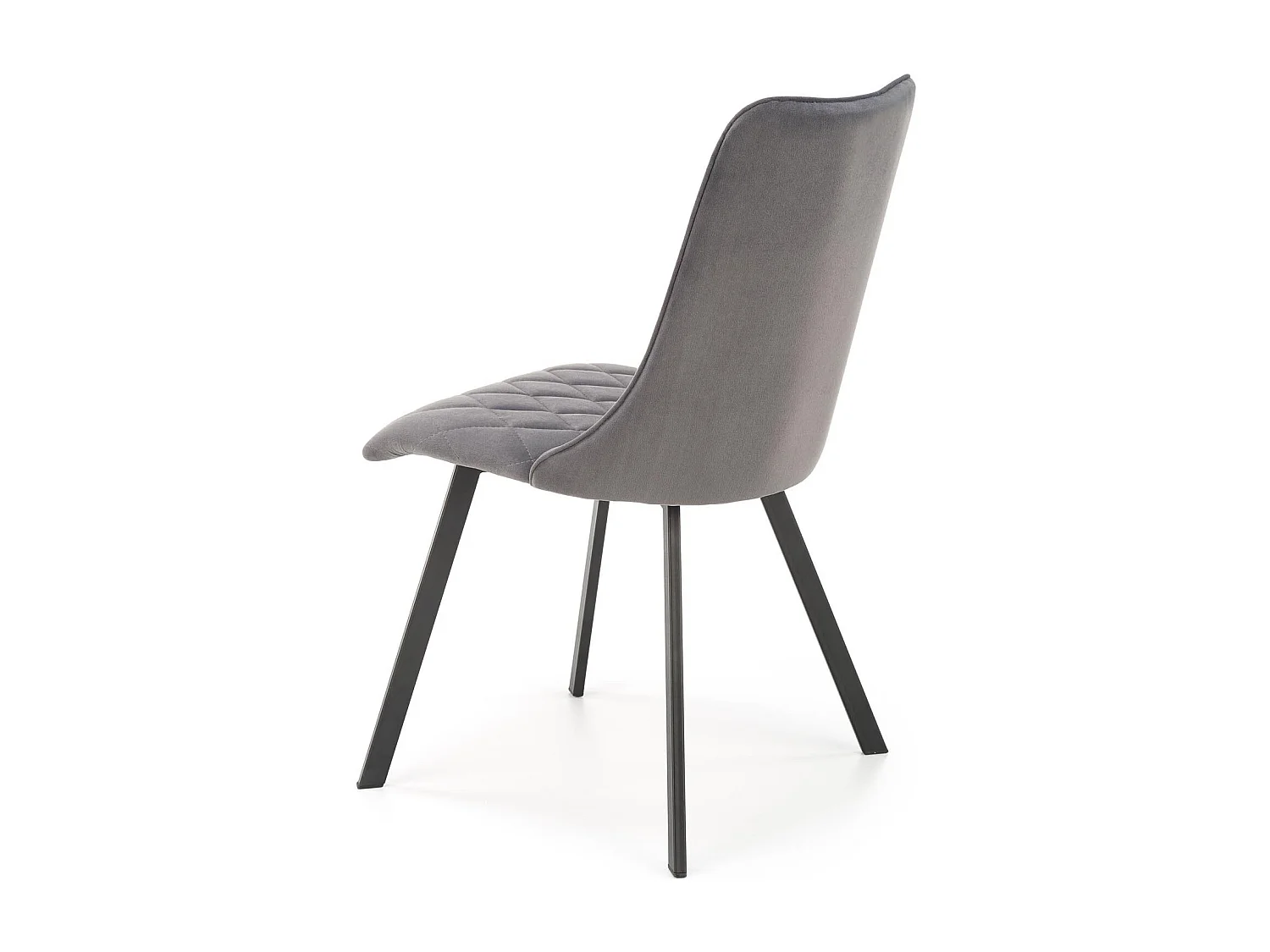 Sedia da pranzo imbottita in velluto grigio con gambe in metallo nero ODUNA