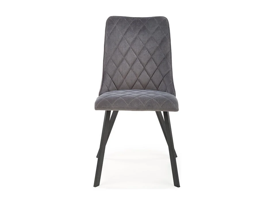 Sedia da pranzo imbottita in velluto grigio con gambe in metallo nero ODUNA