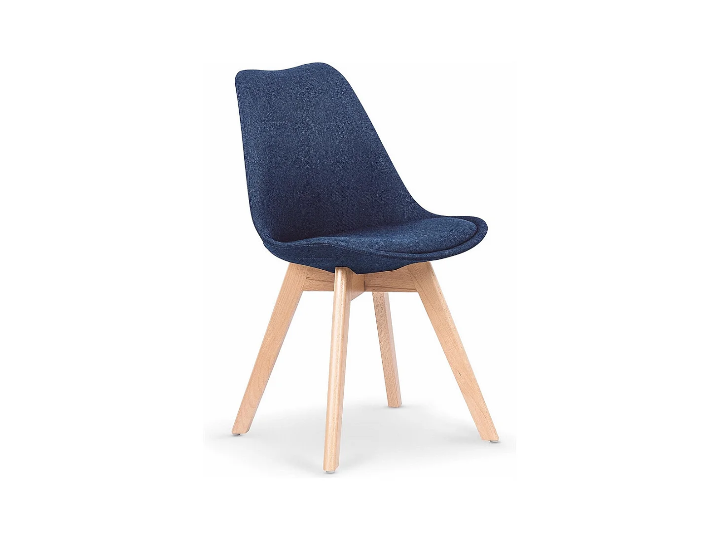 Chaise scandinave bois massif et tissu bleu foncé Bertil