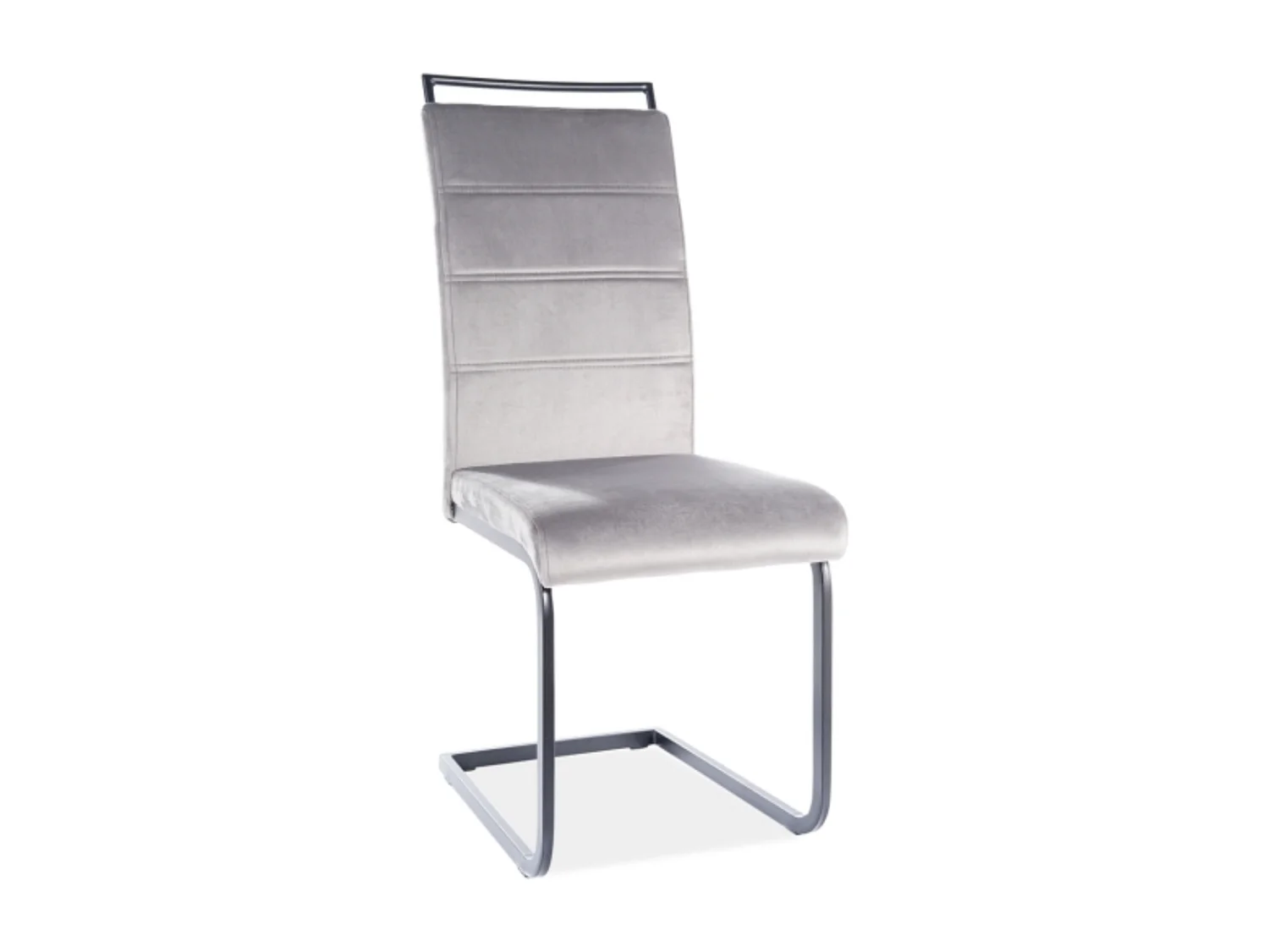 Silla colgante Mokka de metal negro y terciopelo gris