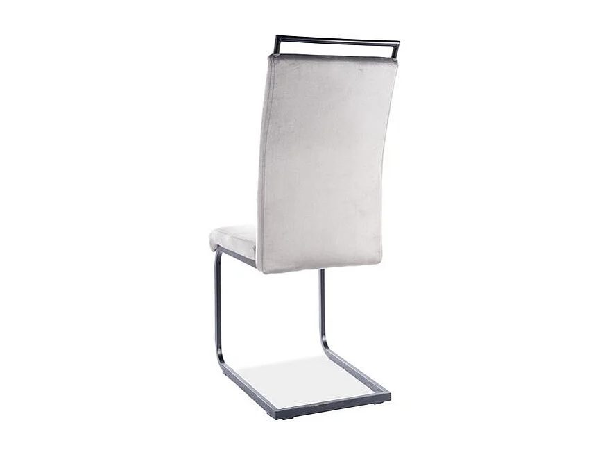 Silla colgante Mokka de metal negro y terciopelo gris