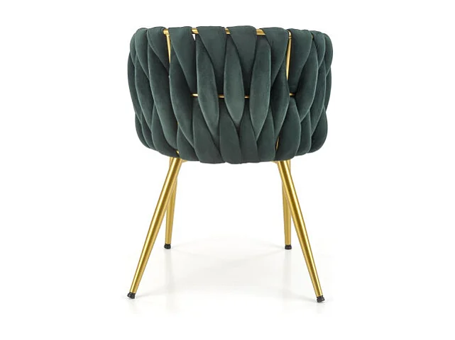 Chaise verte design avec pieds dorés Rumba