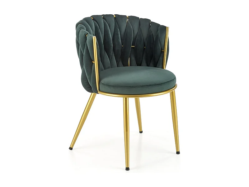 Chaise verte design avec pieds dorés Rumba