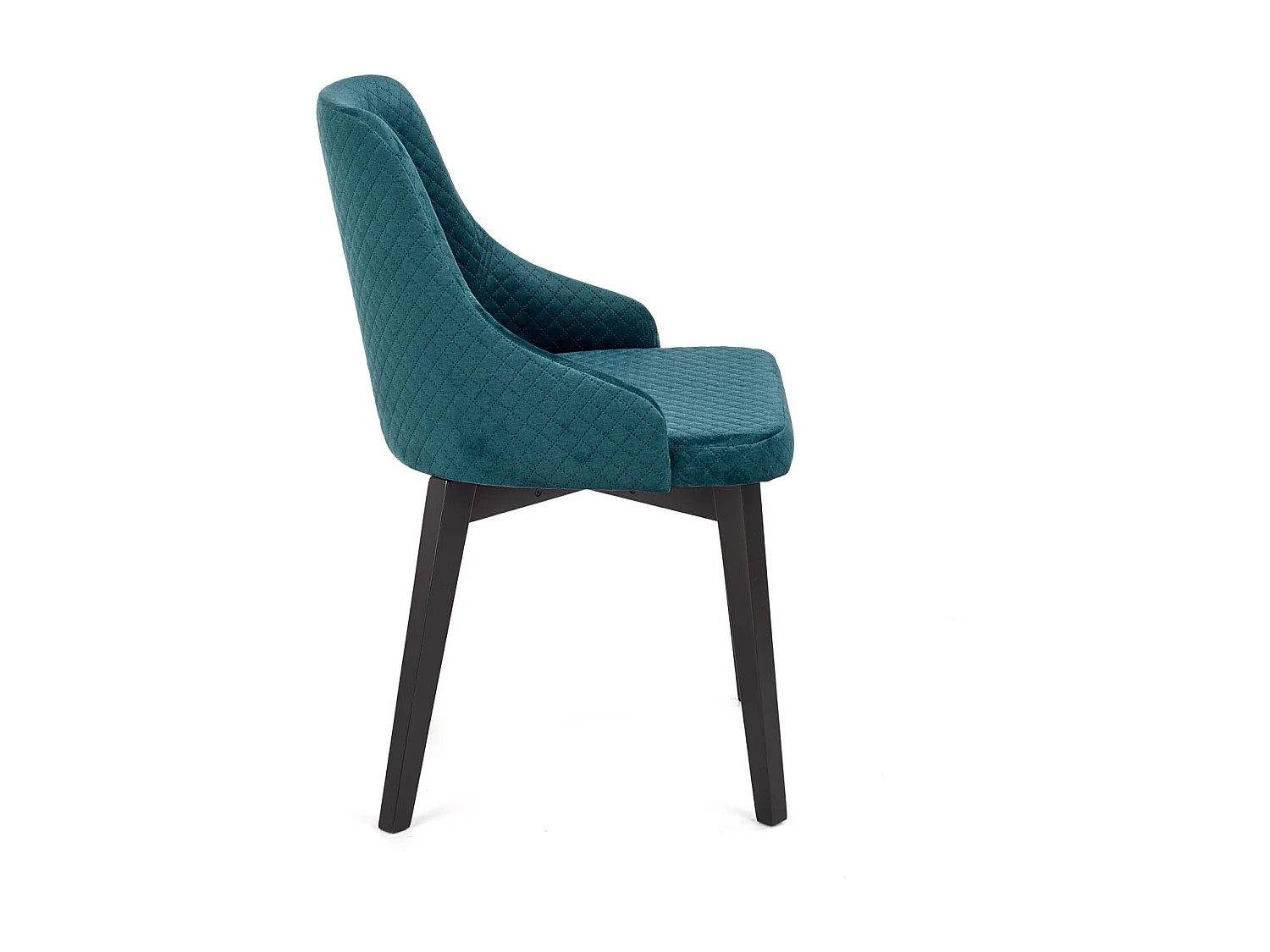 Silla contemporánea de terciopelo verde oscuro con patas de madera maciza LENNY
