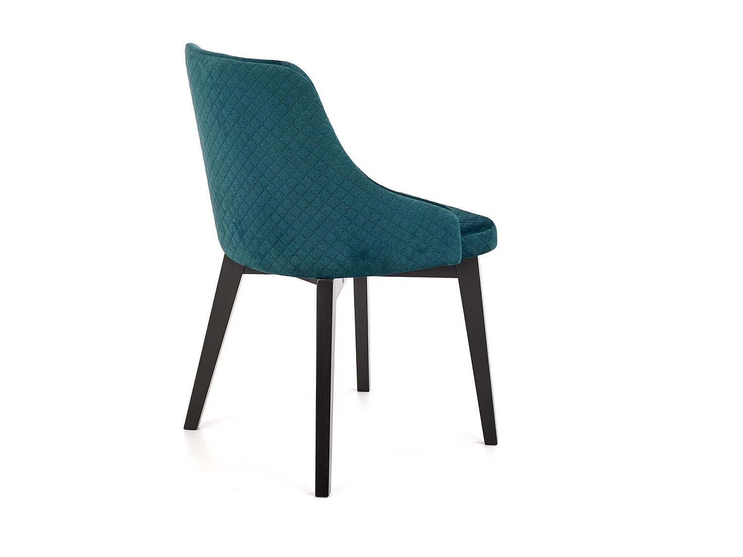 Silla contemporánea de terciopelo verde oscuro con patas de madera maciza LENNY