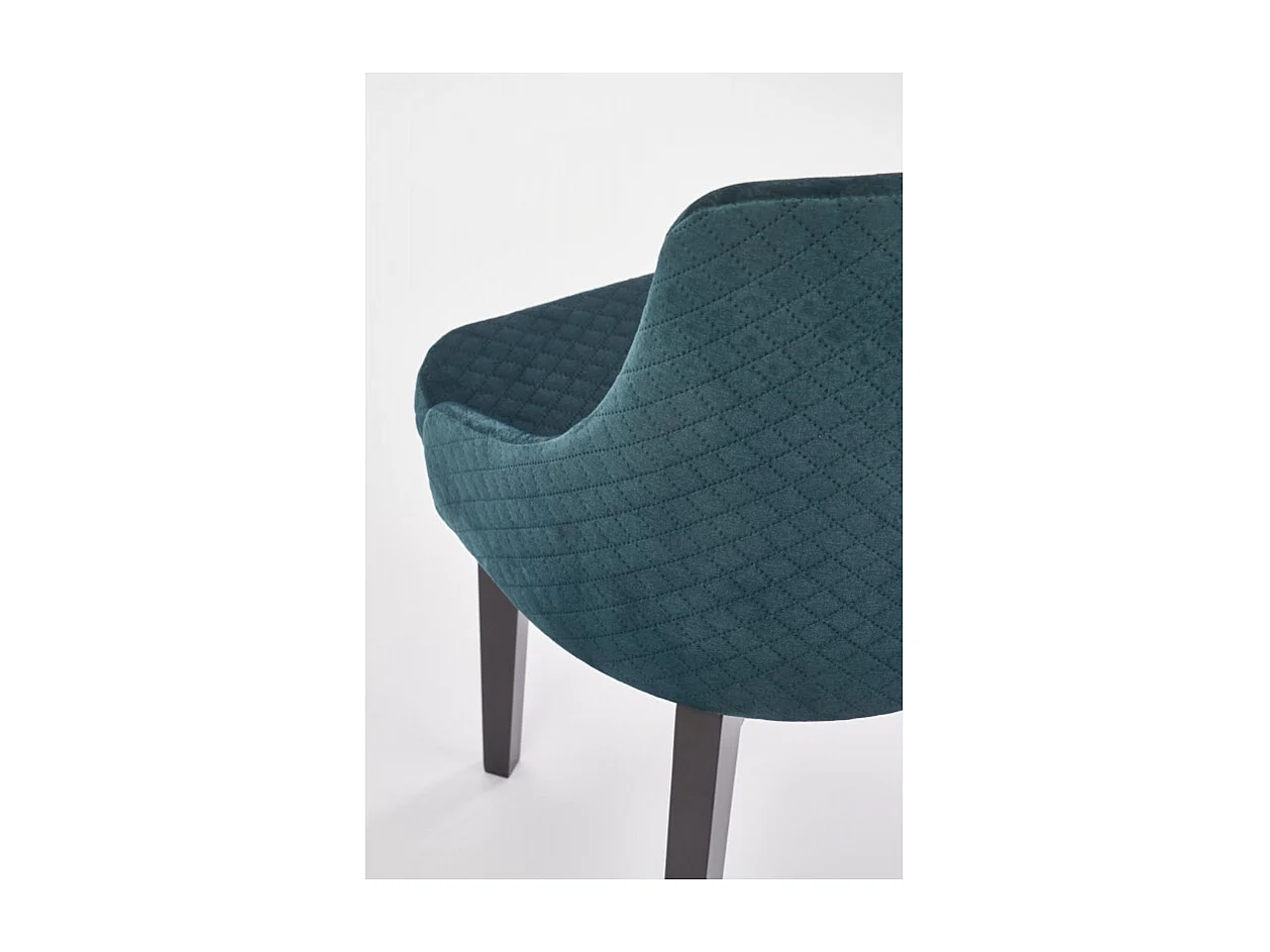 Silla contemporánea de terciopelo verde oscuro con patas de madera maciza LENNY