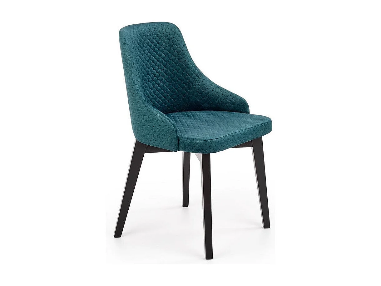 Chaise de contemporaine en velours vert foncé avec pieds en bois massif LENNY